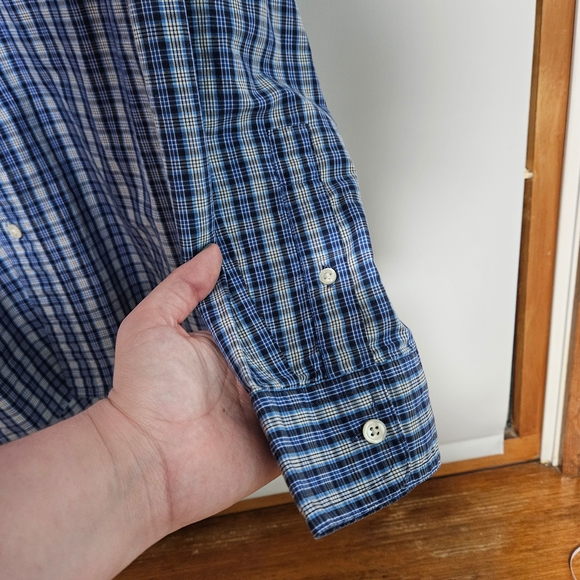 Chaps EUC Men's Blue Plaid Shirt • Size L - Picture 7 of 11